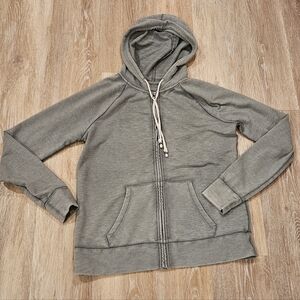Women's cotton blend olive green full zip hoodie sweatshirt jacket small.